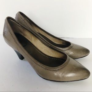 Frye Regina Taupe Leather Heels Pumps